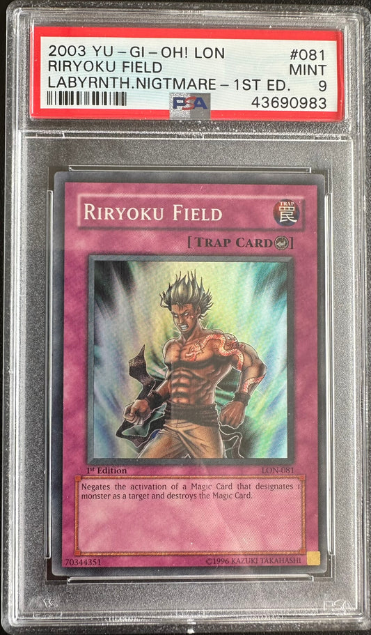 2003 LON-LABYRINTH OF NIGHTMARE – 1st EDITION SUPER RARE #LON-081 RIRYOKU FIELD PSA 9