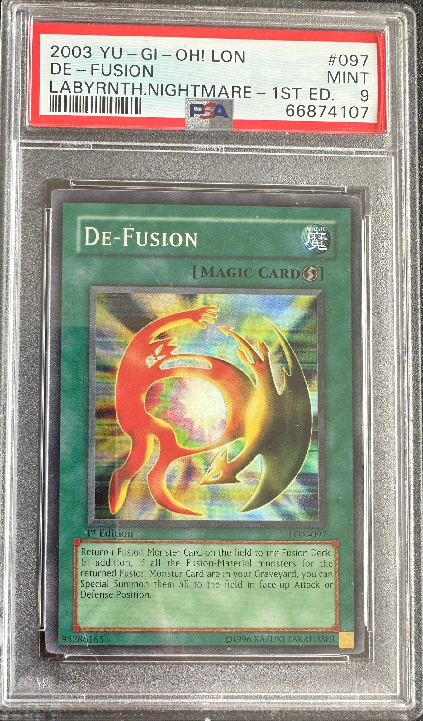 2003 LON-LABYRINTH OF NIGHTMARE – 1st EDITION SUPER RARE #LON-097 DEFUSION PSA 9