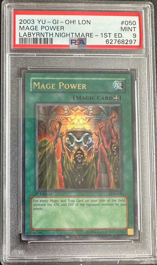2003 LON-LABYRINTH OF NIGHTMARE – 1st EDITION ULTRA RARE #LON-050 MAGE POWERPSA 9