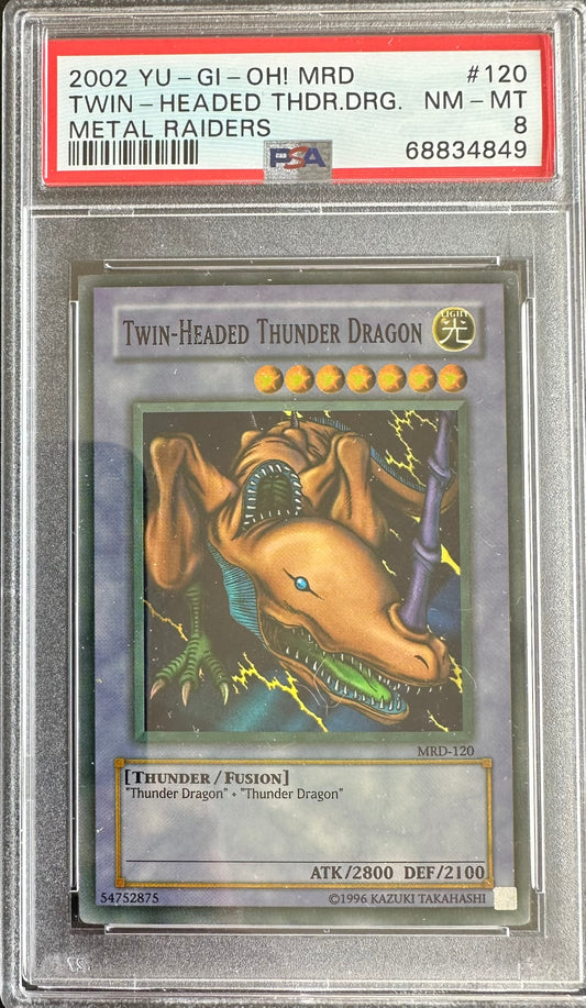 2002 MRD-METAL RAIDERS | #120 TWIN HEADED THUNDER DRAGON PSA 8 FADED