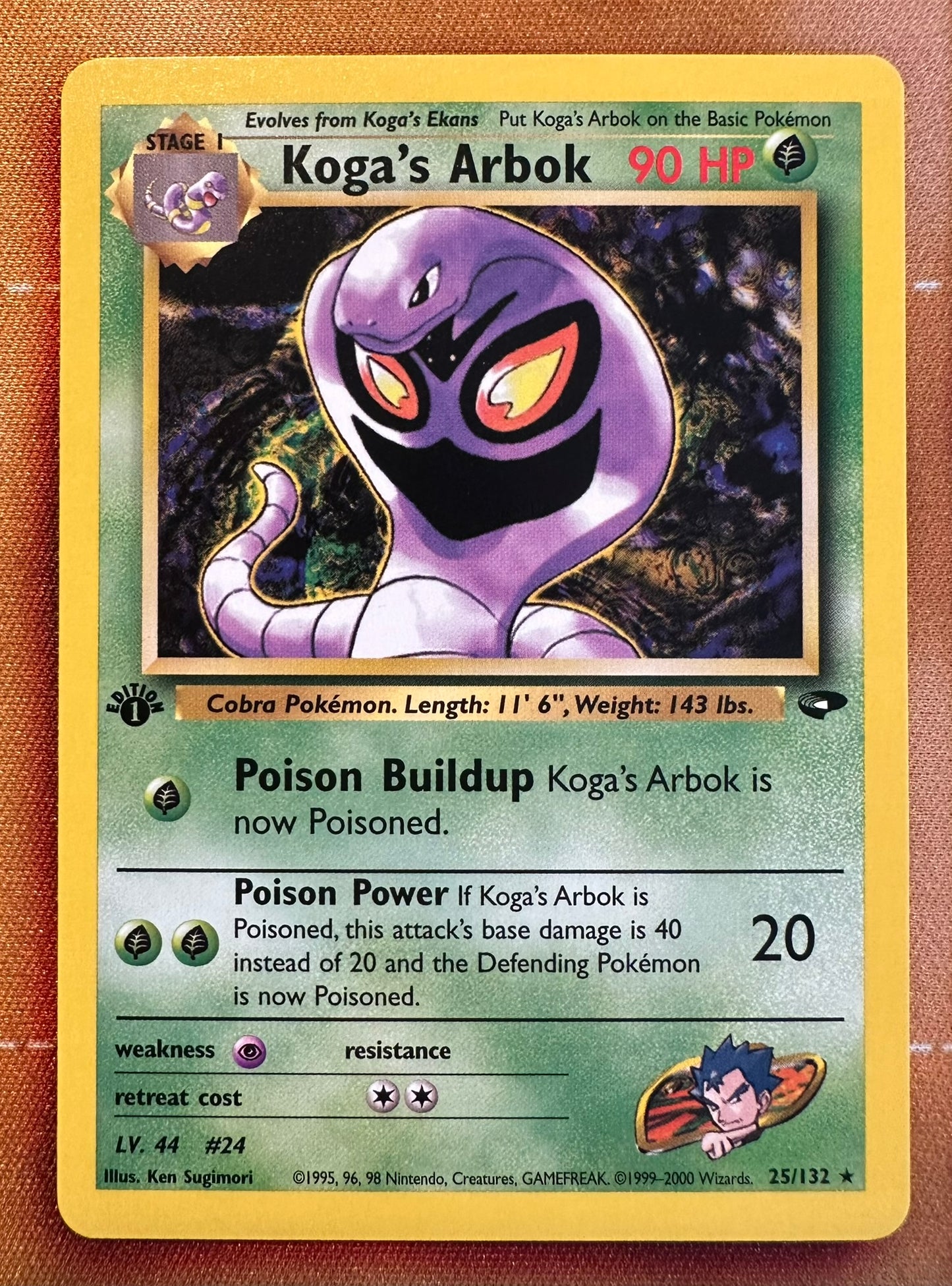 2000 GYM CHALLENGE – 1st EDITION HOLO RARE #25/132 KOGA'S ARBOK