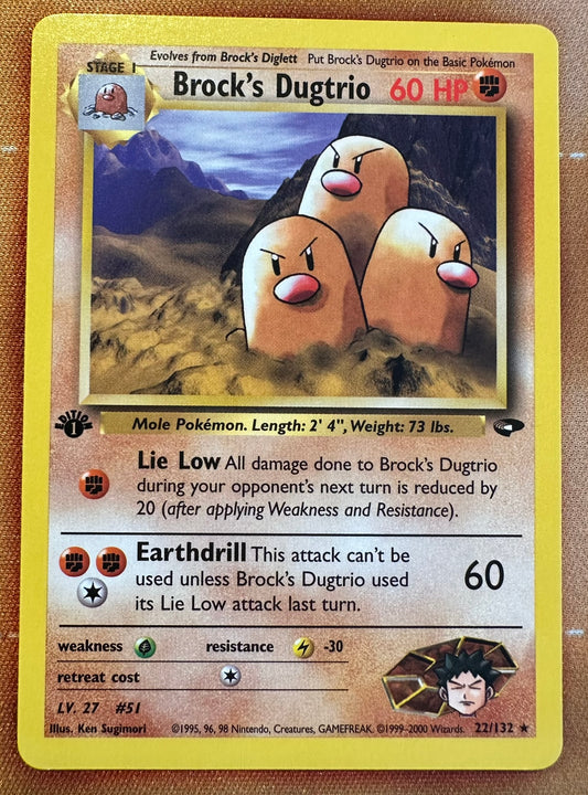 2000 GYM CHALLENGE – 1st EDITION RARE #22/132 BROCK'S DUGTRIO