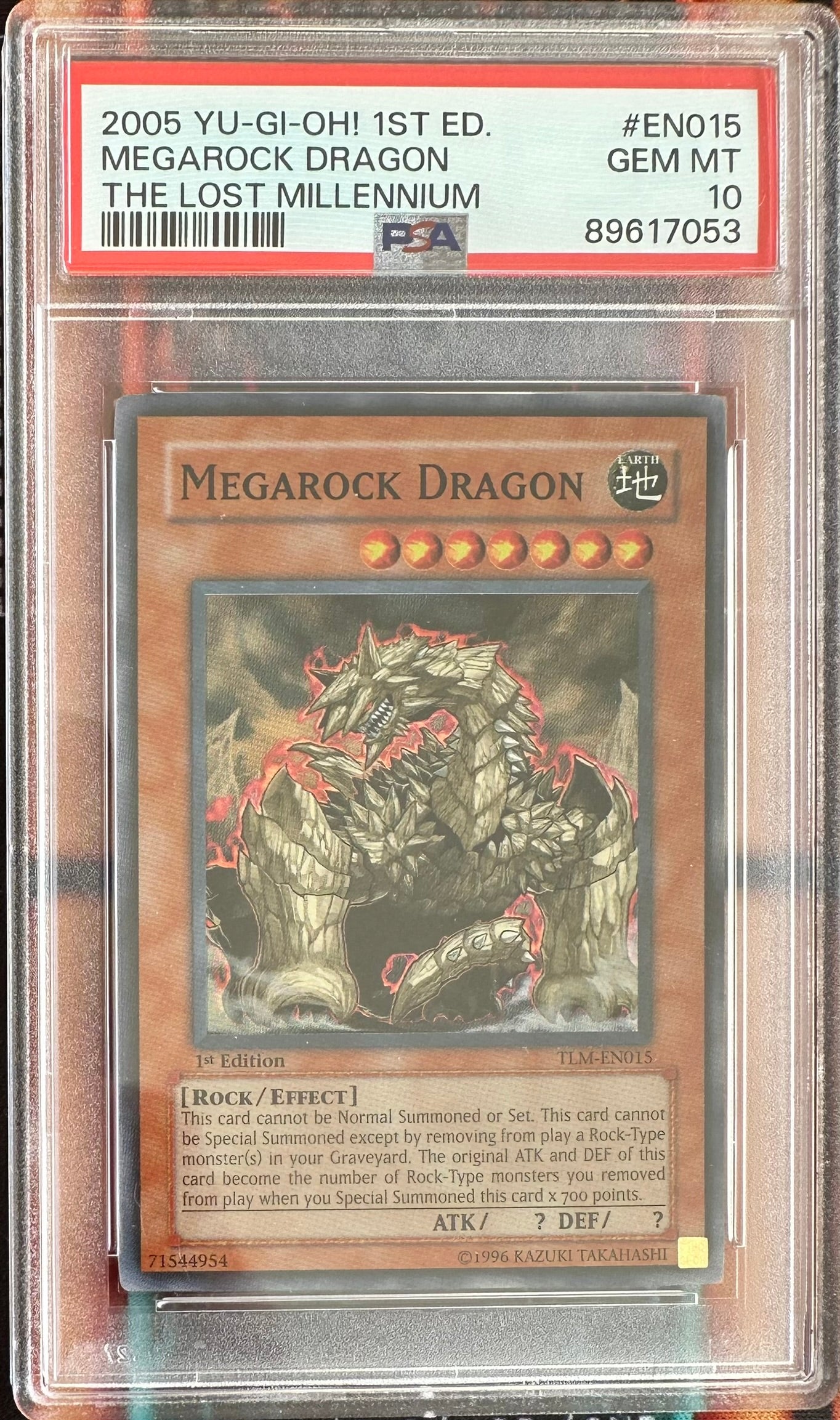 2005 THE LOST MILLENNIUM – SUPER RARE 1ST EDITION #TLM-EN015 MEGAROCK DRAGON PSA 10