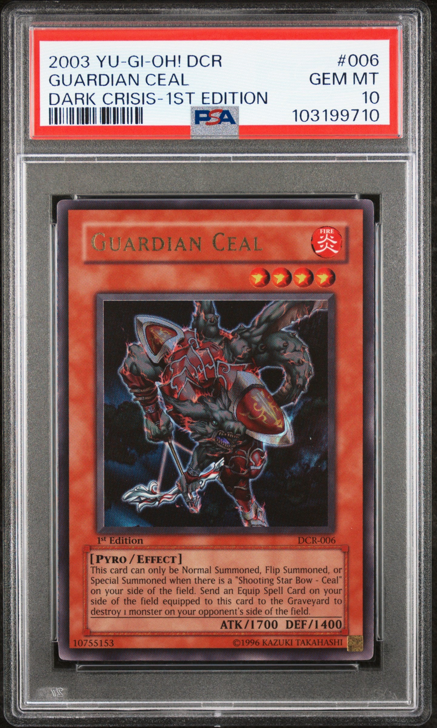 2003 DCR-DARK CRISIS | 1ST EDITION #006 GUARDIAN CEAL PSA 10