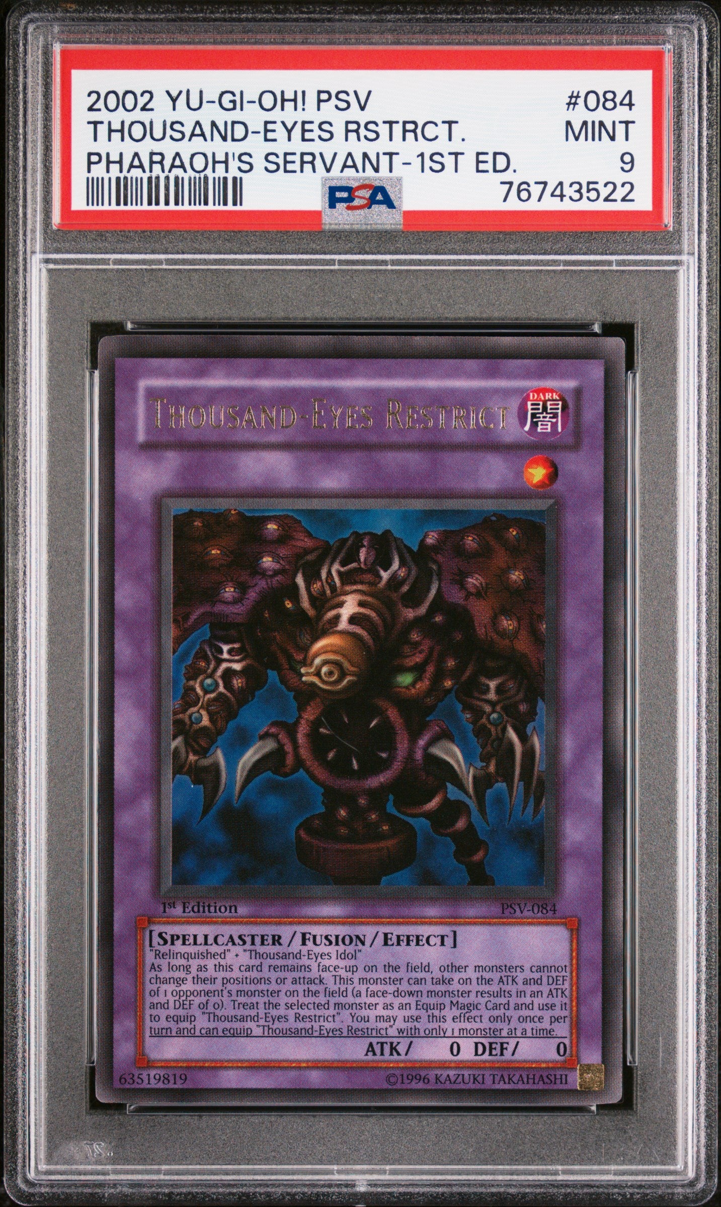 2002 PSV-PHARAOH'S SERVANT | 1ST EDITION #084 THOUSAND-EYES RESTRICT PSA 9