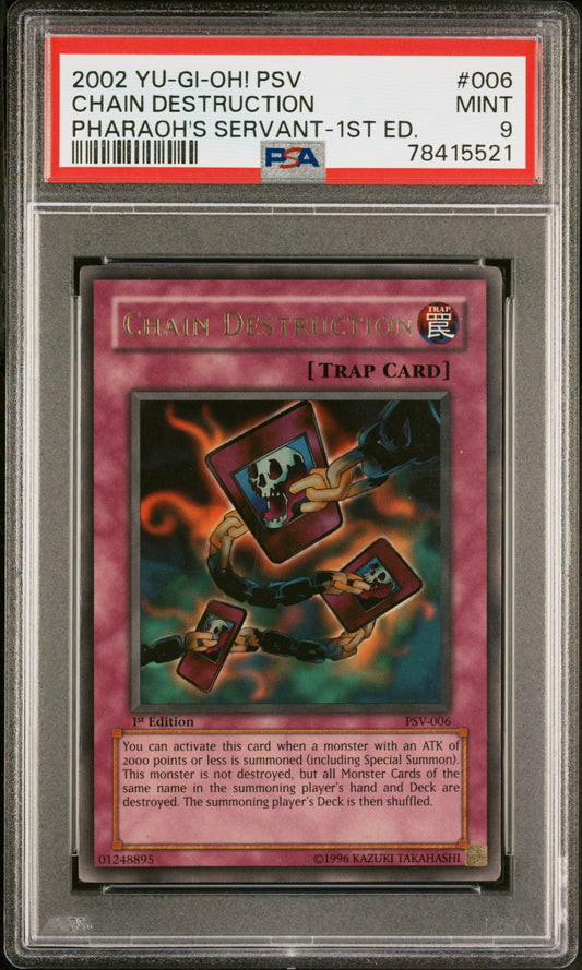 2002 PSV-PHARAOH'S SERVANT | 1ST EDITION #006 CHAIN DESTRUCTION PSA 9
