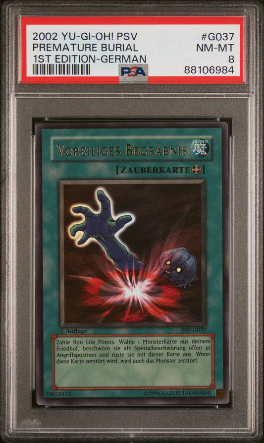 2002 PSV-PHARAOH'S SERVANT | 1ST EDITION-GERMAN #G037 PREMATURE BURIAL,VOREILIGES BEGRÄBNIS PSA 8