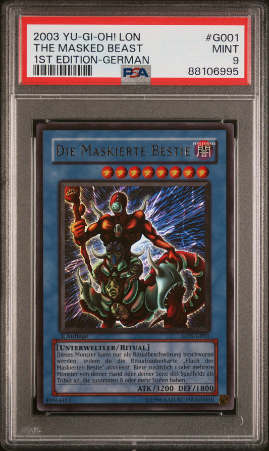 2003 LON-LABYRINTH OF NIGHTMARE | 1ST EDITION-GERMAN #G001 THE MASKED BEAST,MASKIERTE BESTIE PSA 9