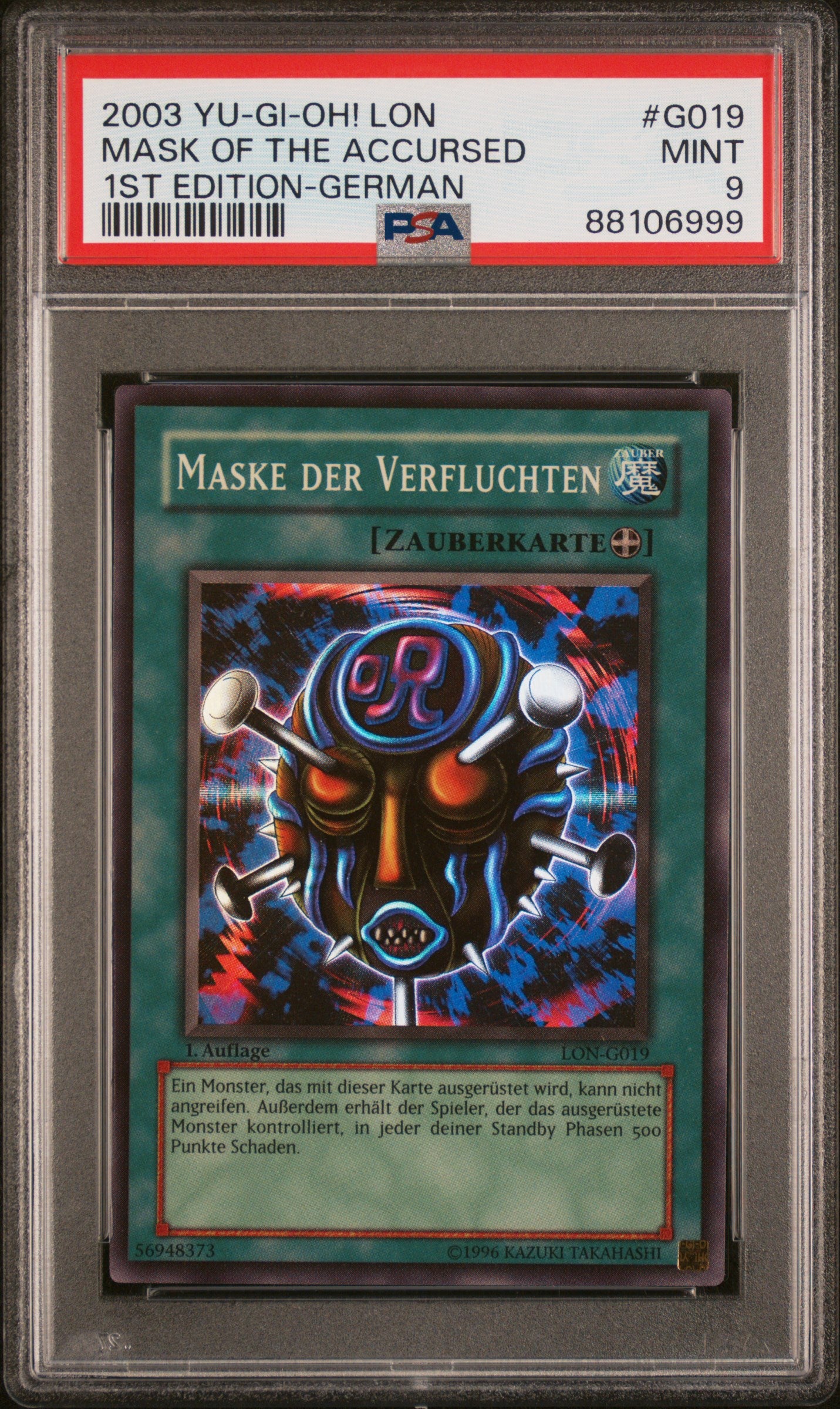 2003 LON-LABYRINTH OF NIGHTMARE | 1ST EDITION-GERMAN #G019 MASK OF THE ACCURSED PSA 9
