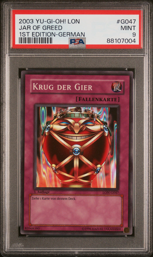 2003 LON-LABYRINTH OF NIGHTMARE | 1ST EDITION-GERMAN #G047 JAR OF GREED,KRUG DER GIER PSA9
