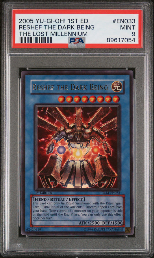 2005 TLM-THE LOST MILLENNIUM | 1ST EDITION #EN033 RESHEF THE DARK BEING PSA 9 EURO PRINT
