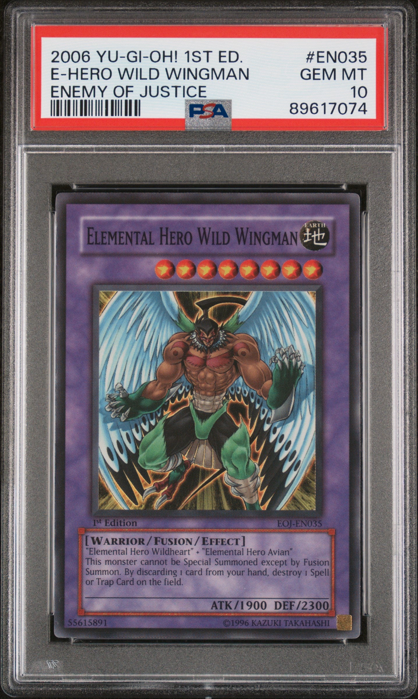 2006 EOJ-ENEMY OF JUSTICE | 1ST EDITION #EN035 ELEMENTAL HERO WILD WINGMAN PSA 10