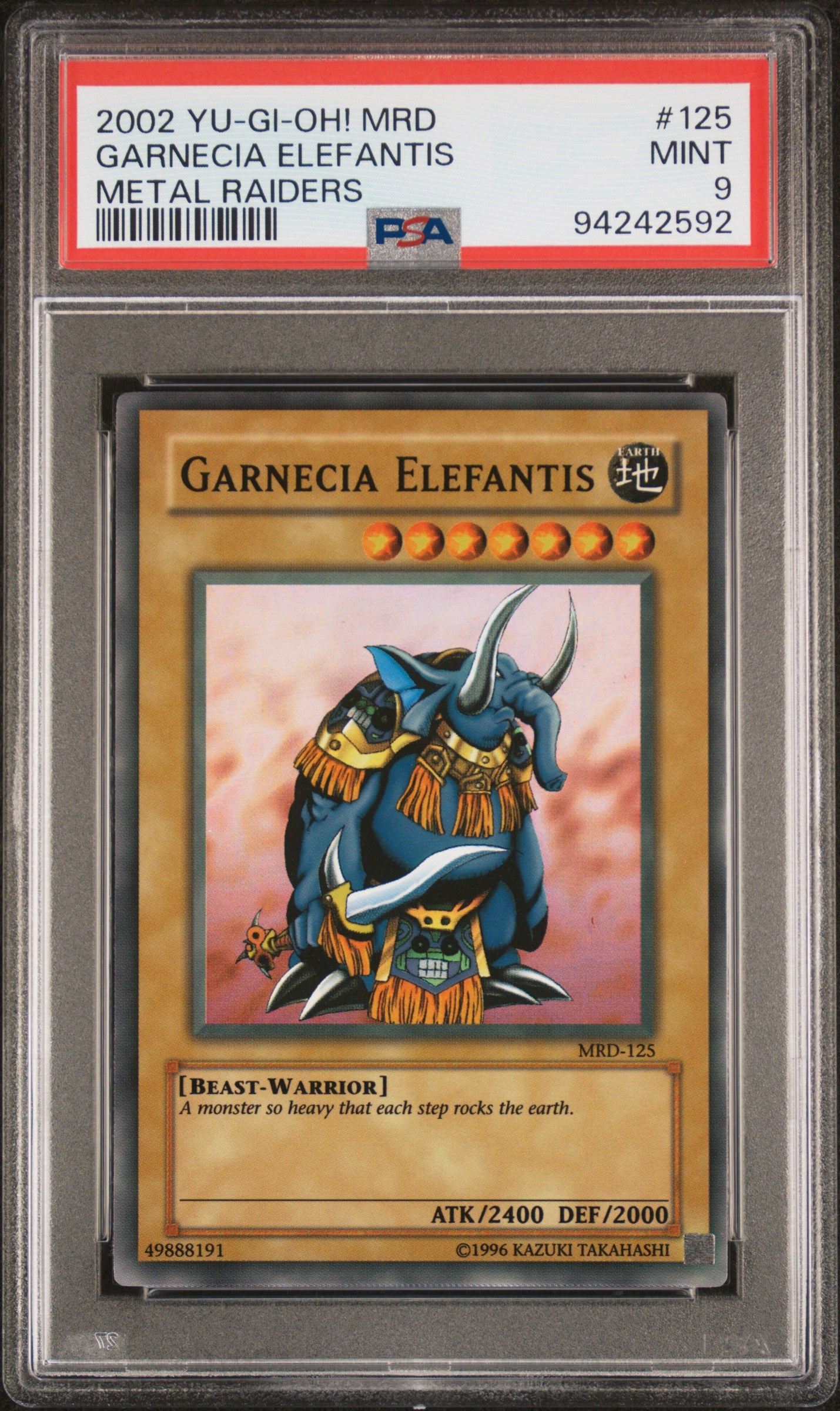 2002 MRD-METAL RAIDERS #125 GARNECIA ELEFANTIS PSA 9 FADED