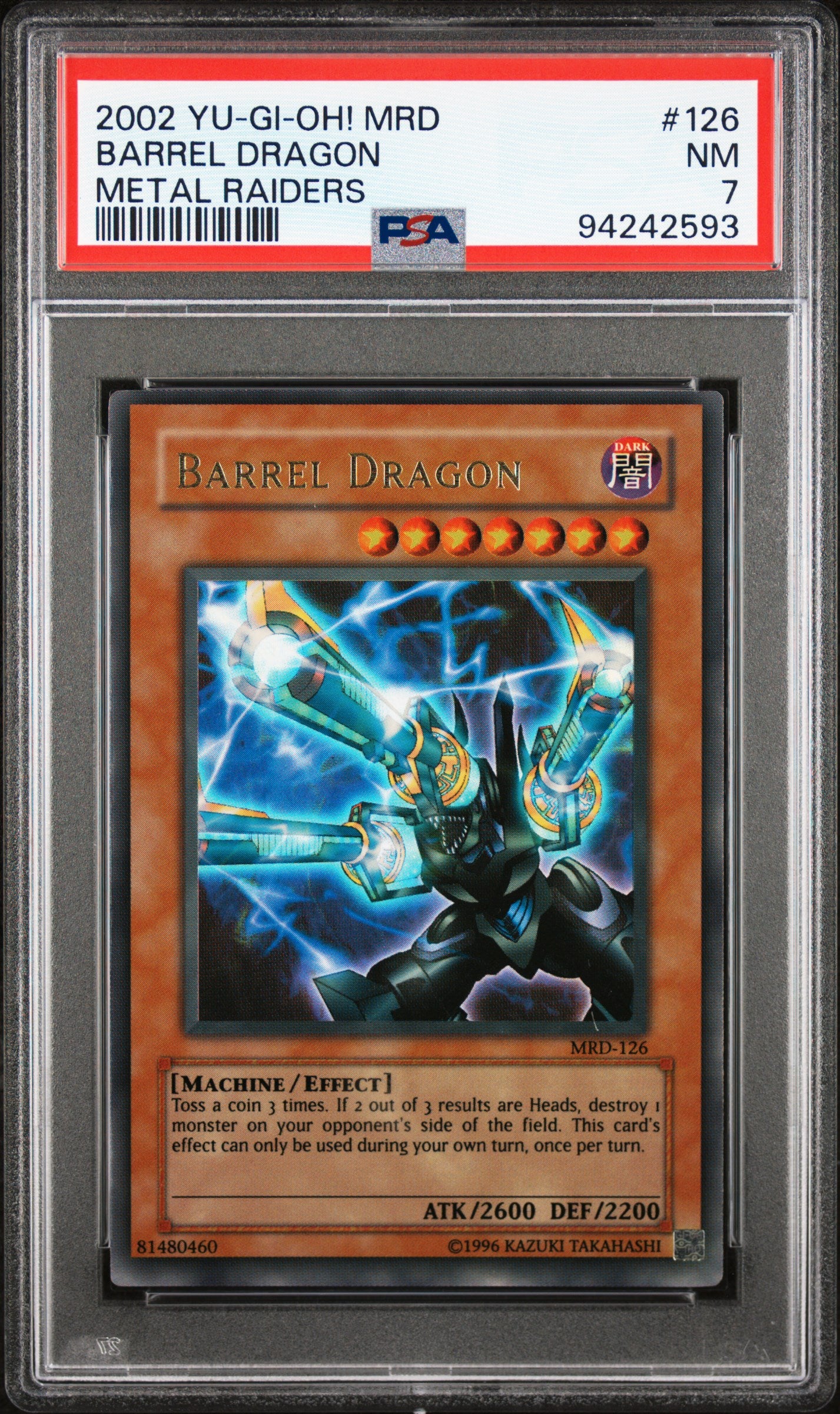 2002 MRD-METAL RAIDERS #126 BARREL DRAGON PSA 7 LIGHT FADE