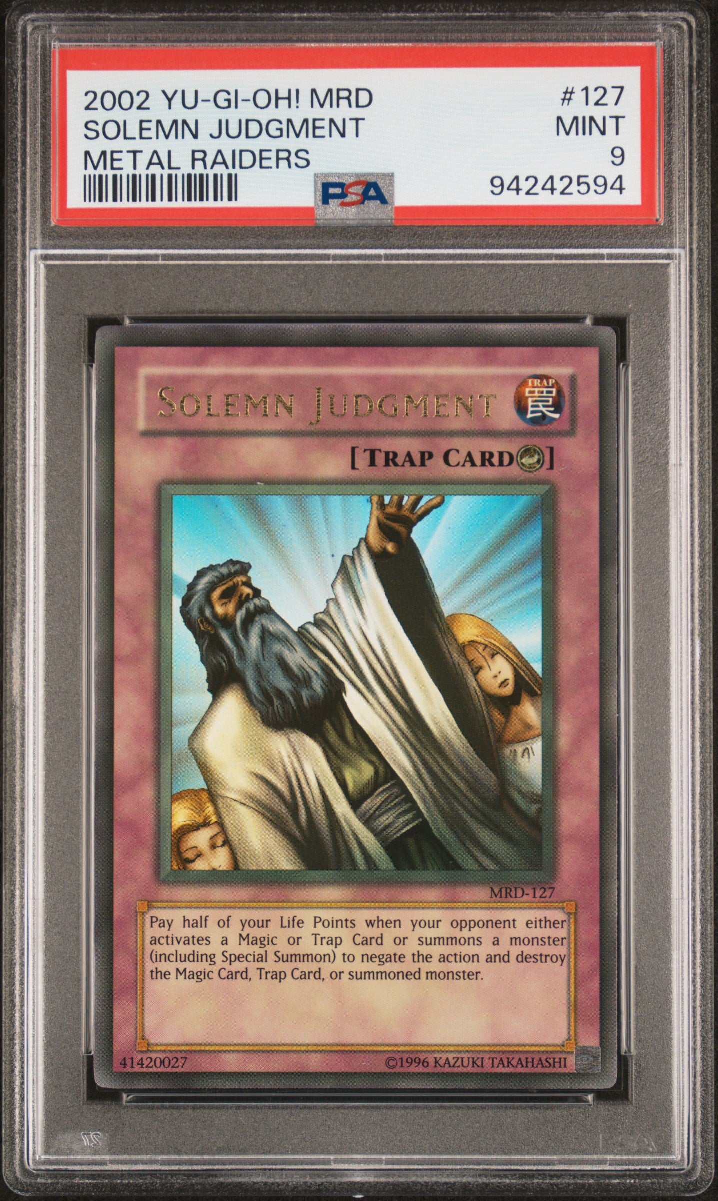 2002 MRD-METAL RAIDERS #127 SOLEMN JUDGMENT PSA 9 FADED