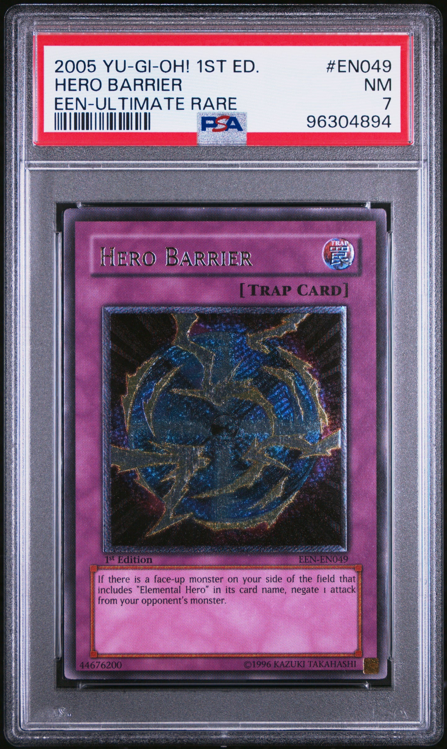 2005 ELEMENTAL ENERGY 1ST EDITION | ULTIMATE RARE #EN049 HERO BARRIER PSA 7 EURO PRINT