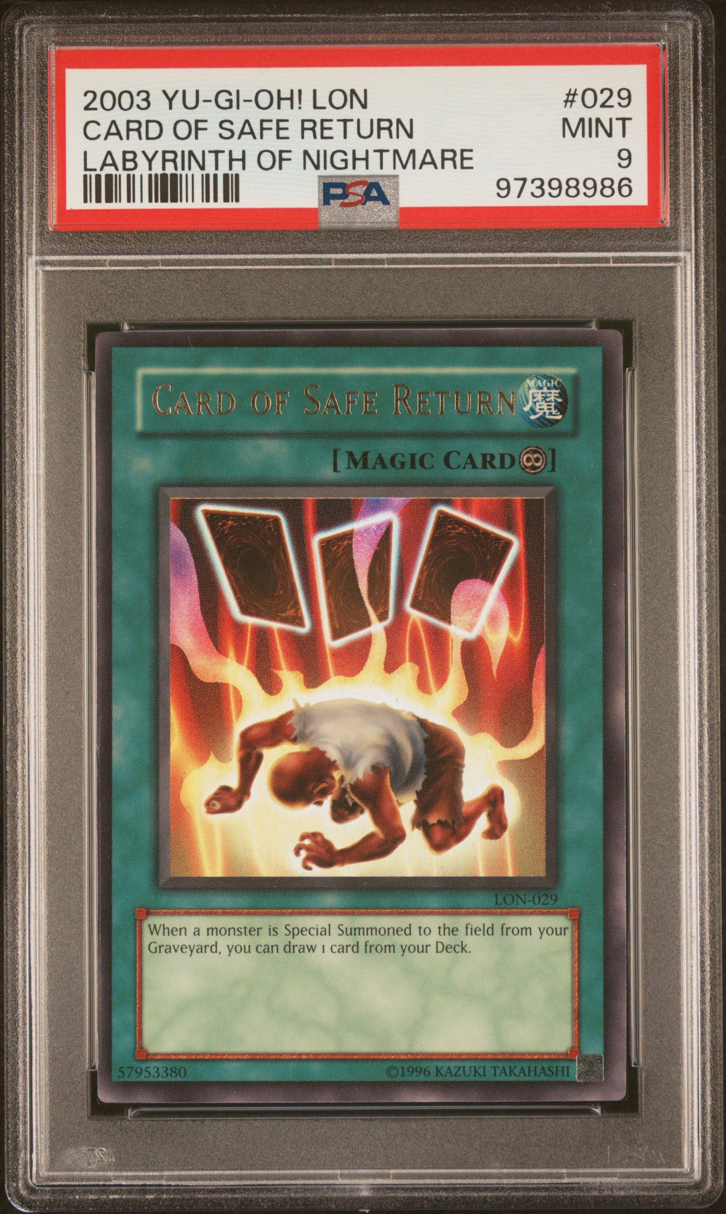 2003 LON-LABYRINTH OF NIGHTMARE #029 CARD OF SAFE RETURN PSA 9