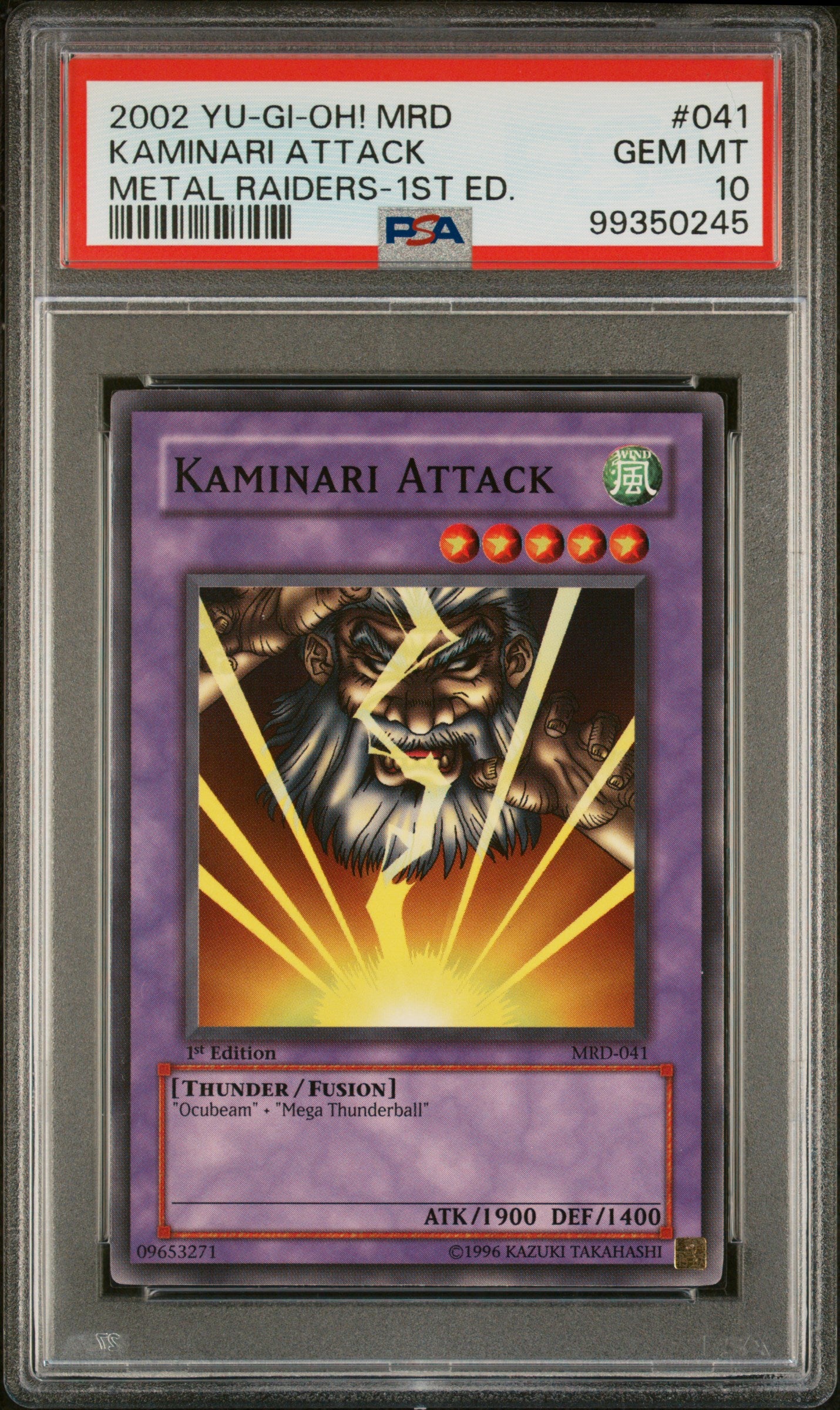 2002 MRD-METAL RAIDERS | 1ST EDITION #041 KAMINARI ATTACK PSA 10